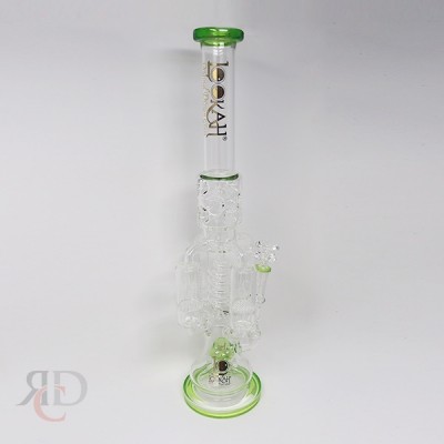 SMOKING LOOKAH GLASS SPRINKLE PERC HONEYCOM ICE CATCHER WITH 14MM MALE BOWL WPL7507 1CT